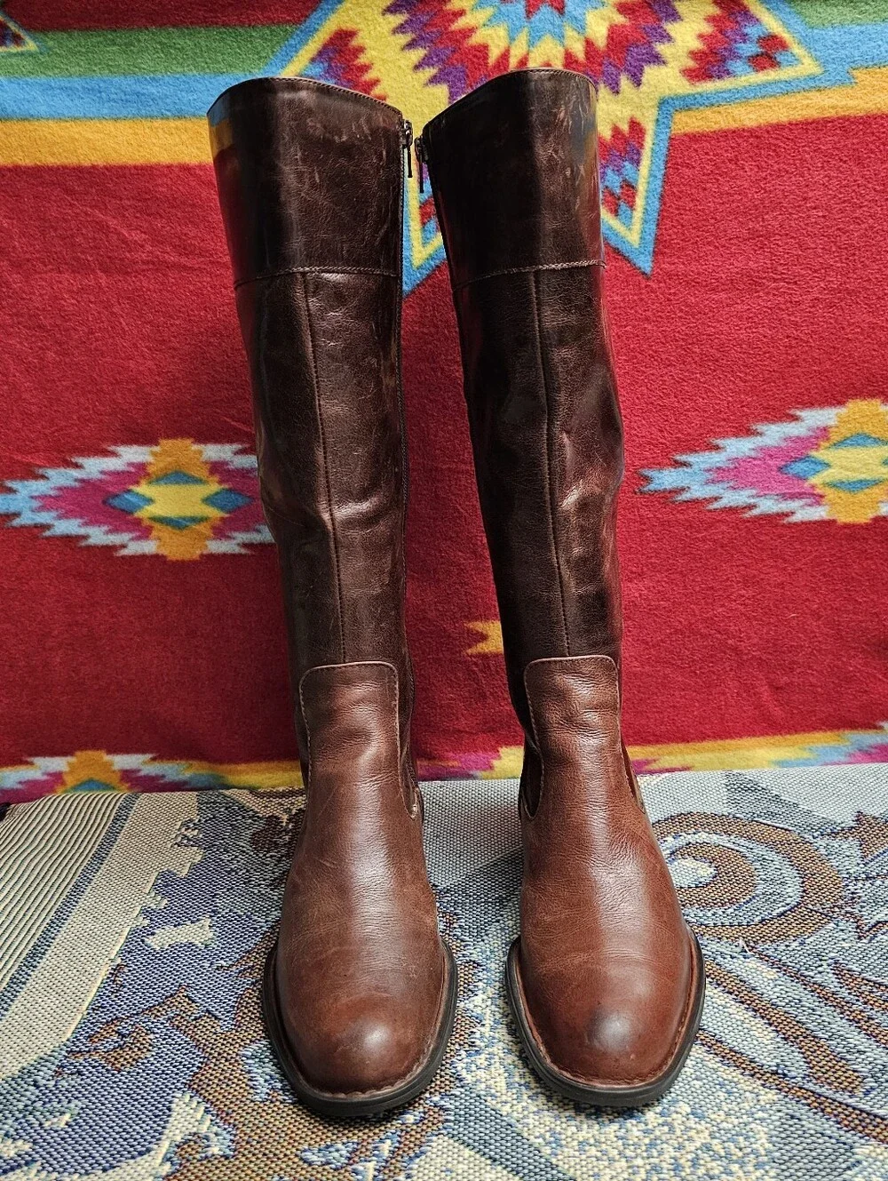 Born Knee High Boots Leather Riding Womens Size 7 / EU 38 Brown Side Zip - Picture 5 of 12